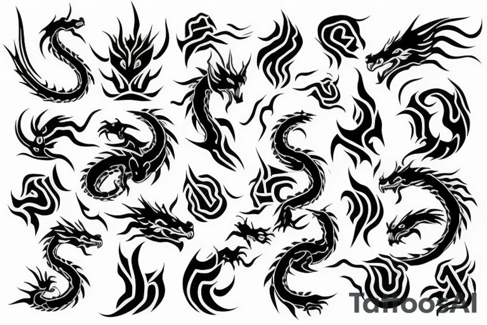 Dragon and fire tattoo idea