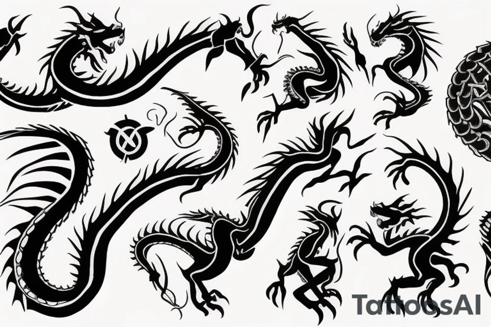 Dragon and fire tattoo idea