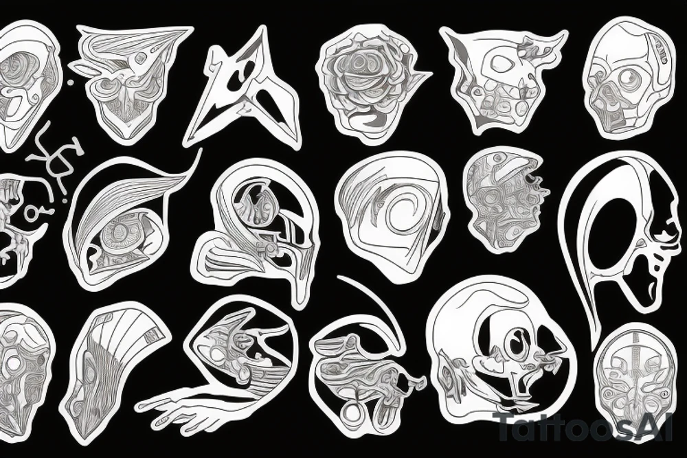 lucky, clever, biomechanics tattoo idea