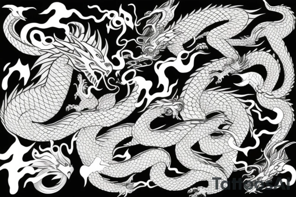 Dragon and fire tattoo idea