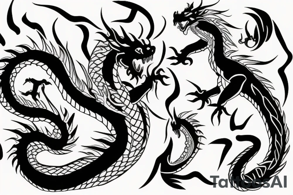 Dragon and fire tattoo idea