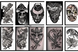 lucky, clever, biomechanics tattoo idea