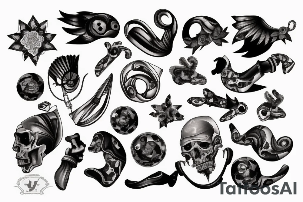 lucky, clever, biomechanics tattoo idea