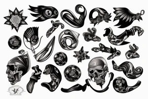lucky, clever, biomechanics tattoo idea