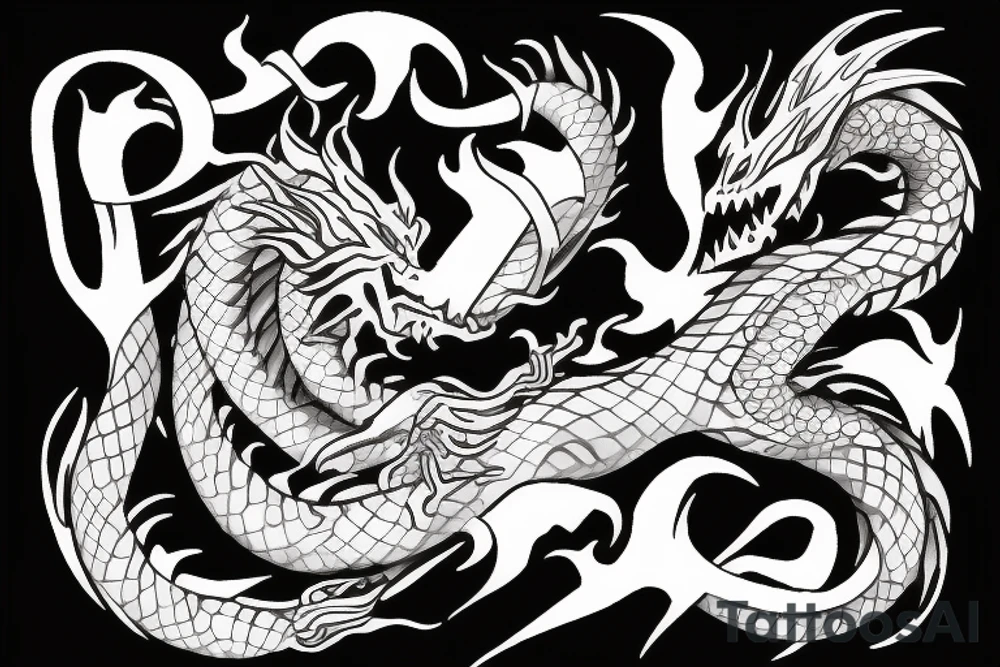 Dragon and fire tattoo idea