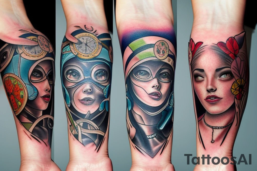 lucky, clever, biomechanics tattoo idea