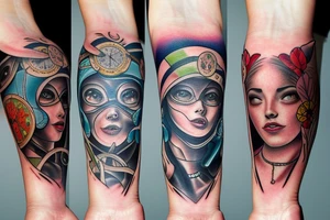 lucky, clever, biomechanics tattoo idea