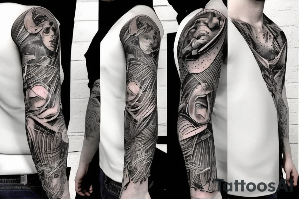 lucky, clever, biomechanics tattoo idea