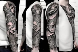 lucky, clever, biomechanics tattoo idea
