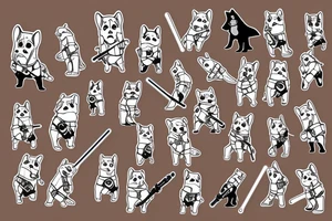 Corgi jedi standing on 2 paws with lightsaber tattoo idea