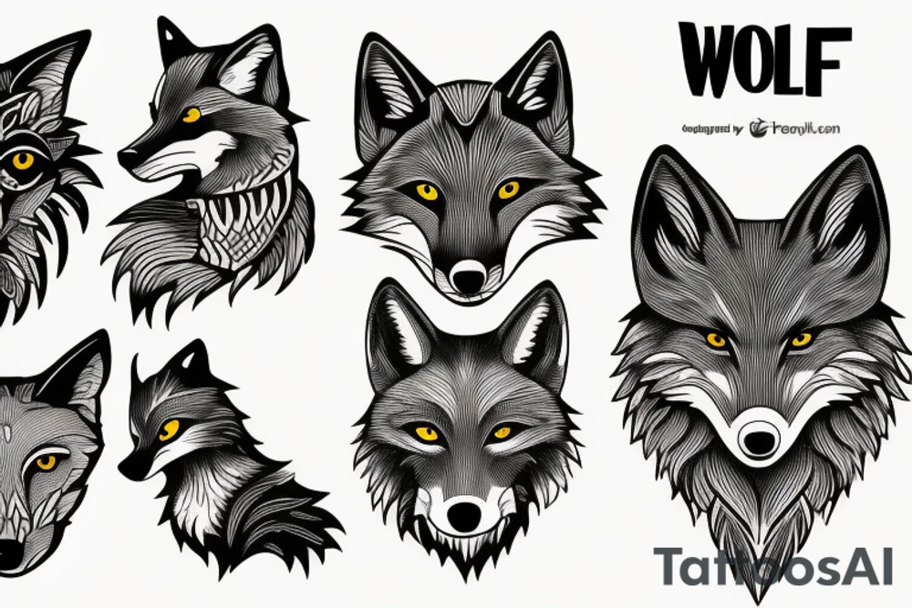 Wolf, fox and another one animal tattoo idea