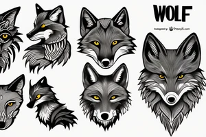 Wolf, fox and another one animal tattoo idea