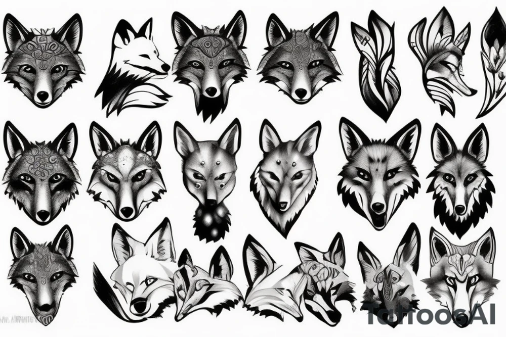 Wolf, fox and another one animal tattoo idea
