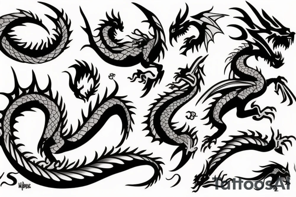 Dragon and fire tattoo idea