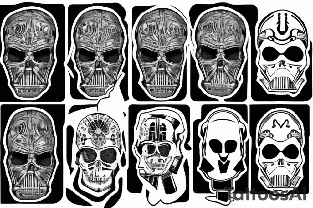 the skull of Darth Moll pierced by two lightsabers tattoo idea