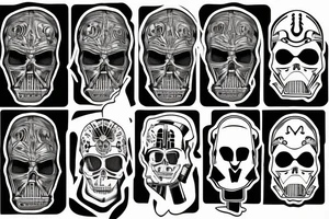 the skull of Darth Moll pierced by two lightsabers tattoo idea