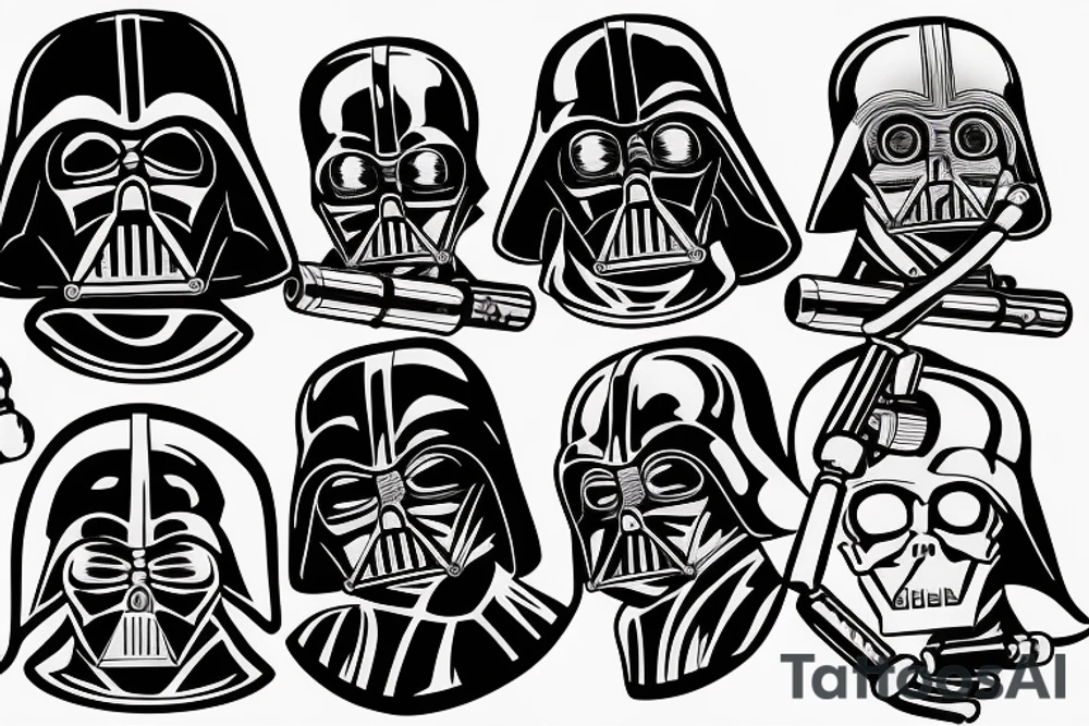 the skull of Darth Moll pierced by two lightsabers tattoo idea