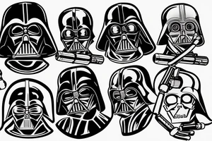 the skull of Darth Moll pierced by two lightsabers tattoo idea