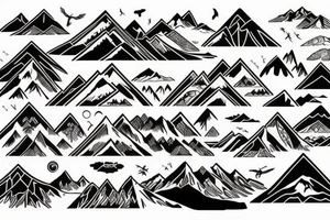 beautiful mountain landscape many different animals tattoo idea