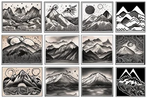 beautiful mountain landscape many different animals tattoo idea