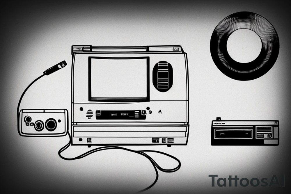 The sega mega drive is connected to a TV on the screen of which the phrase no future is displayed tattoo idea