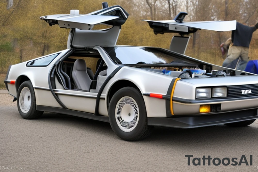 DeLorean назад в будущее 
Там, куда мы отправляемся, дороги нам не понадобятся tattoo idea