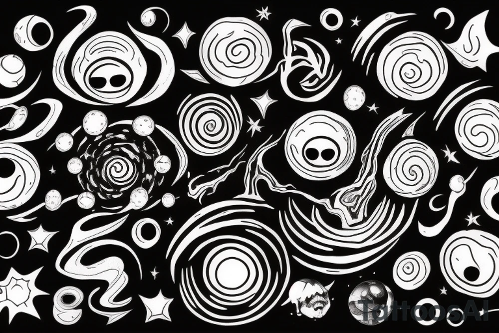 image of a black hole in the center of universe tattoo idea