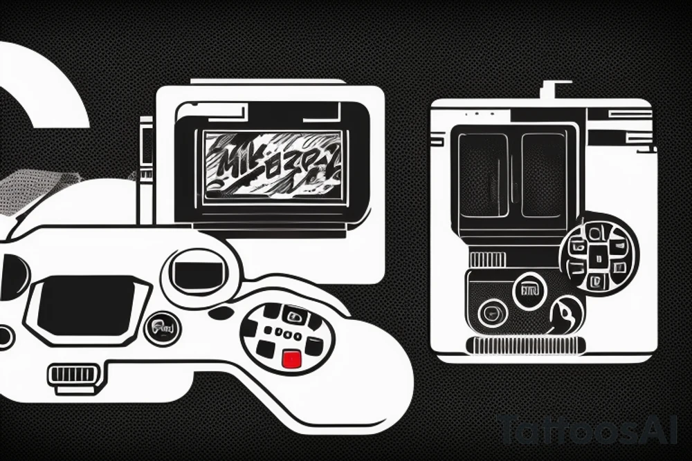 The sega mega drive is connected to a TV on the screen of which the phrase no future is displayed tattoo idea
