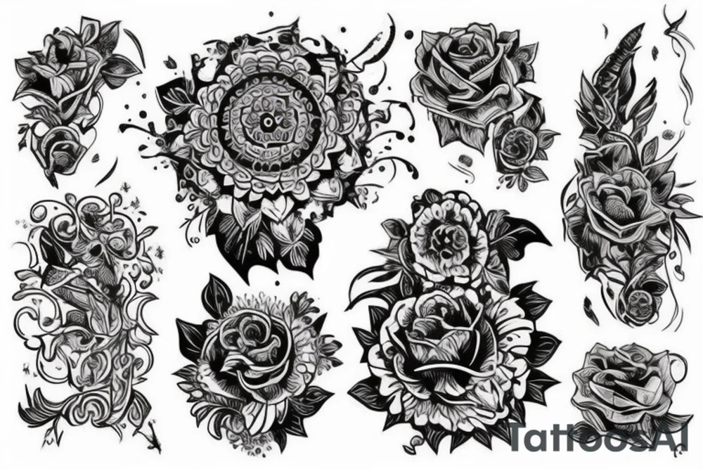 Черный ворон переходящий в огненного феникса tattoo idea
