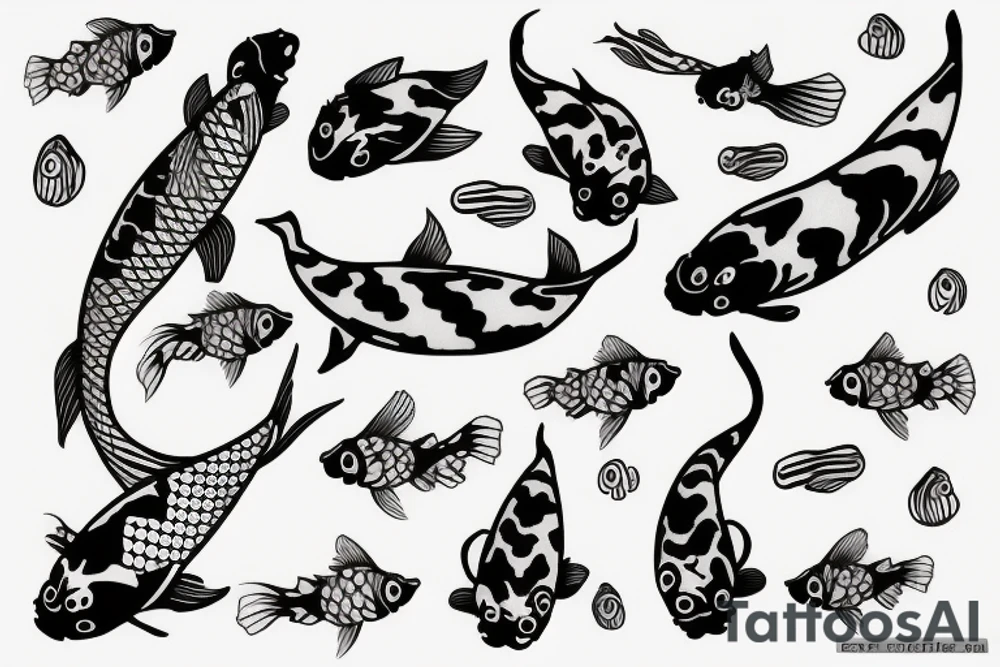 koi thai fish in space tattoo idea
