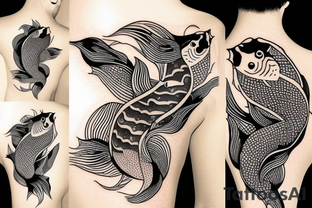 koi thai fish in space tattoo idea