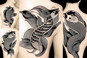 koi thai fish in space tattoo idea