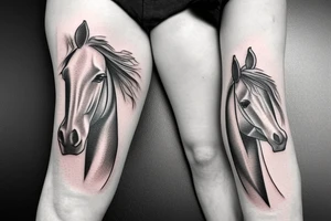 horse with the inscription p1 on the scruff tattoo idea