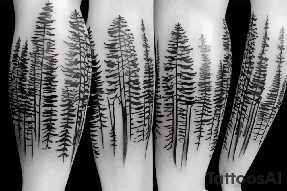 Dark pine forest tattoo idea