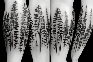 Dark pine forest tattoo idea