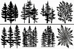 Dark pine forest tattoo idea