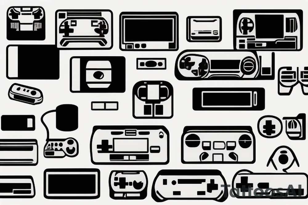The sega mega drive is connected to a TV on the screen of which the phrase no future is displayed tattoo idea