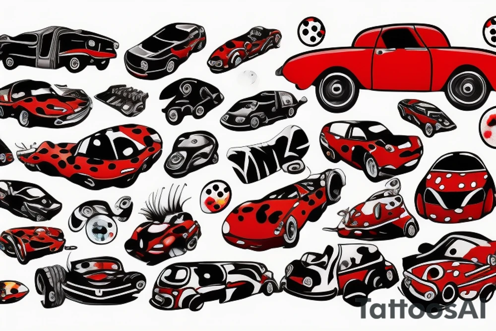 Red spots car tattoo idea