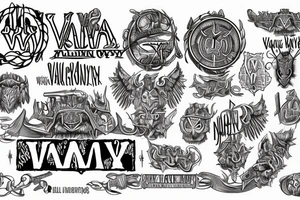 the inscription on the back in the Viking language "one way-Valhalla" tattoo idea
