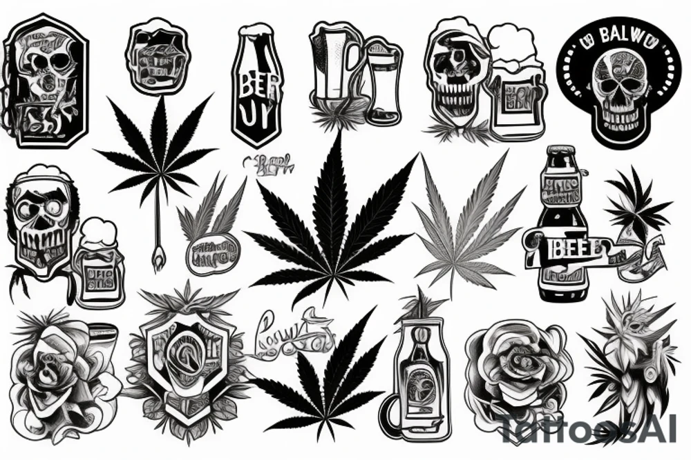 beer and weed tattoo idea