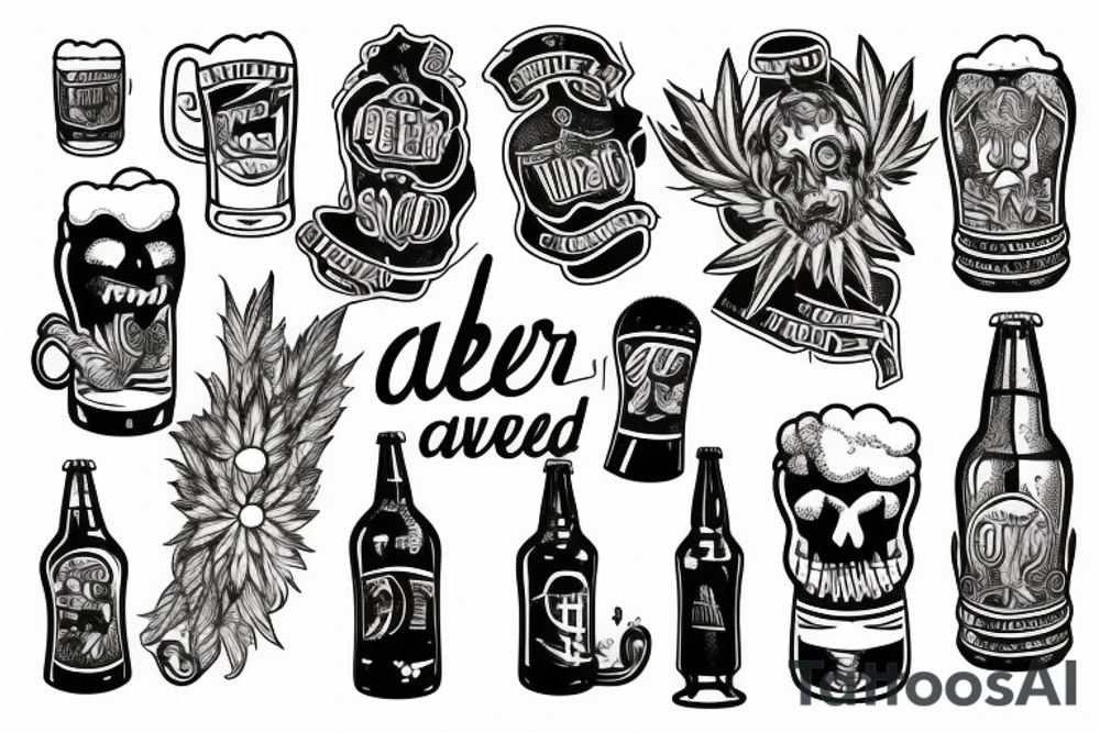 beer and weed tattoo idea