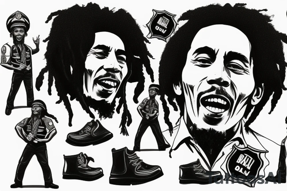 bob marley policeman tattoo idea