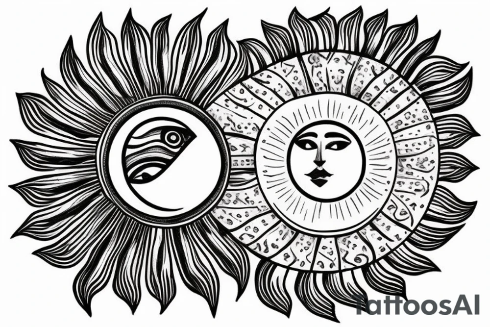 Traditional belarusian rushnyk with a picture of the sun and the moon tattoo idea