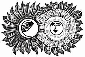 Traditional belarusian rushnyk with a picture of the sun and the moon tattoo idea