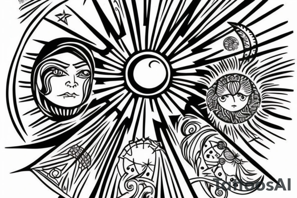 Traditional belarusian rushnyk with a picture of the sun and the moon tattoo idea