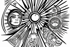 Traditional belarusian rushnyk with a picture of the sun and the moon tattoo idea