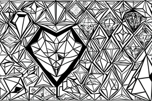 A crystal heart in the form of a diamond that is illuminated from the inside tattoo idea