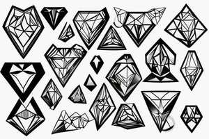 A crystal heart in the form of a diamond that is illuminated from the inside tattoo idea