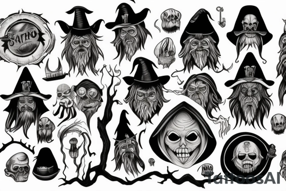 old scary wizard tattoo idea