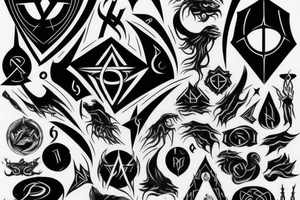 Black occult daedric symbol tattoo idea